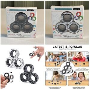 New - 6 PCS Magnetic Rings Fidget Toys Set for Teens, Adults and Kids